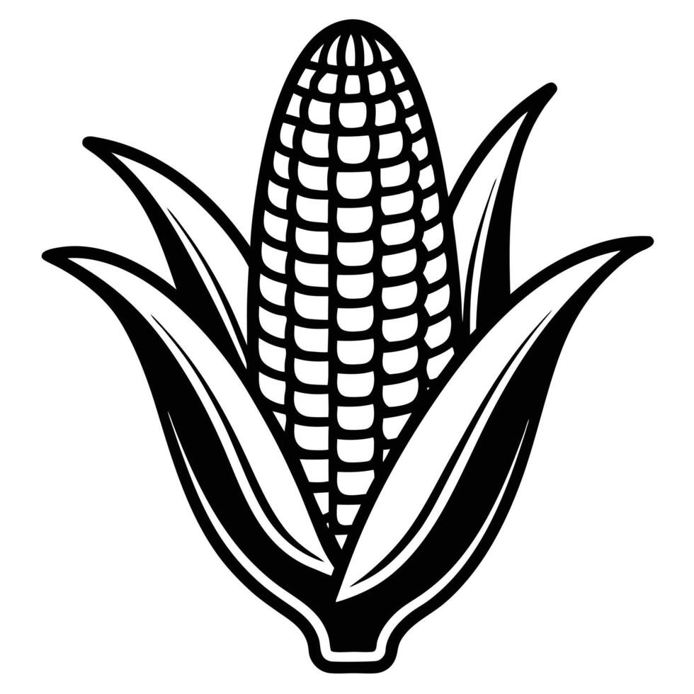 autumn and fall theme, line illustration of corn vector