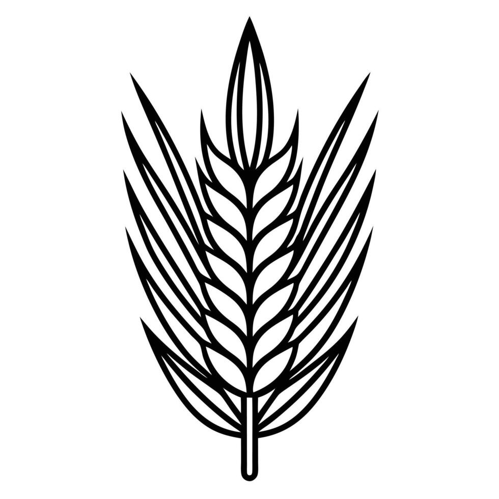 autumn and fall theme, line illustration of wheat vector