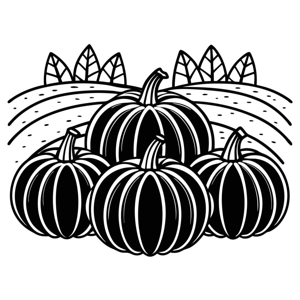 autumn and fall theme, line illustration of pumpkin vector