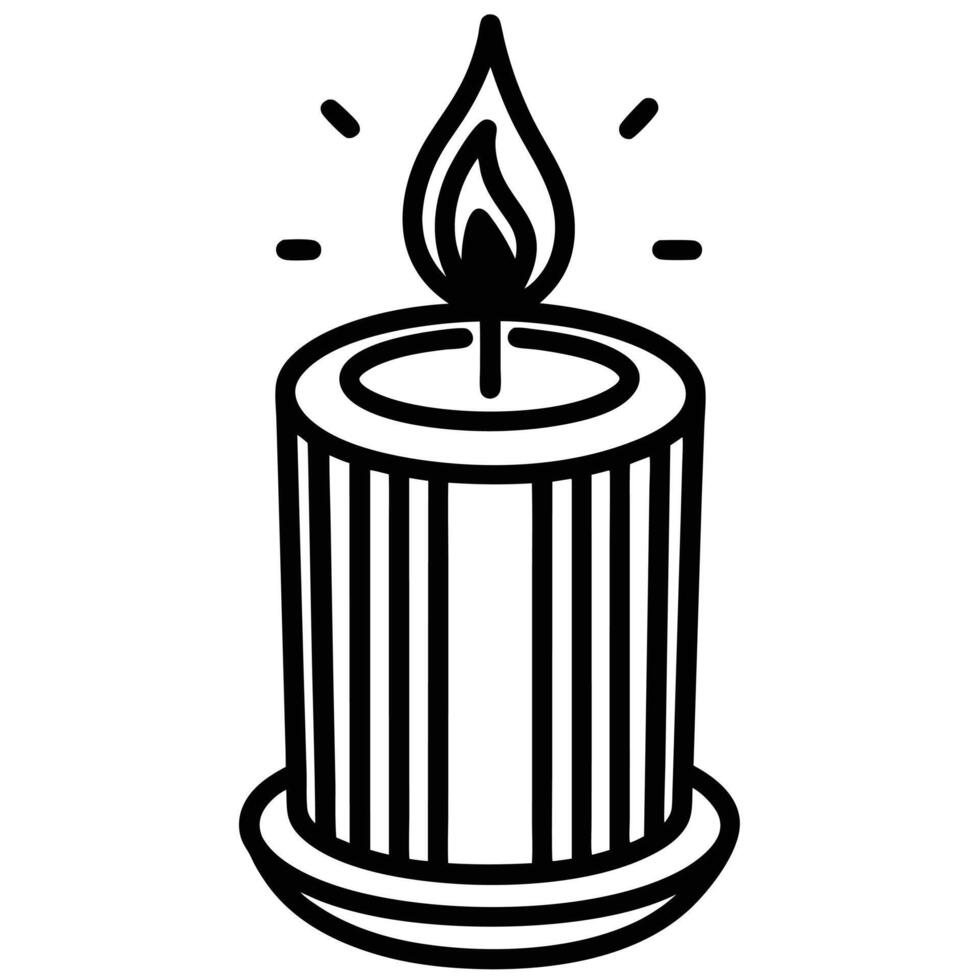 autumn and fall theme, line illustration of candle vector