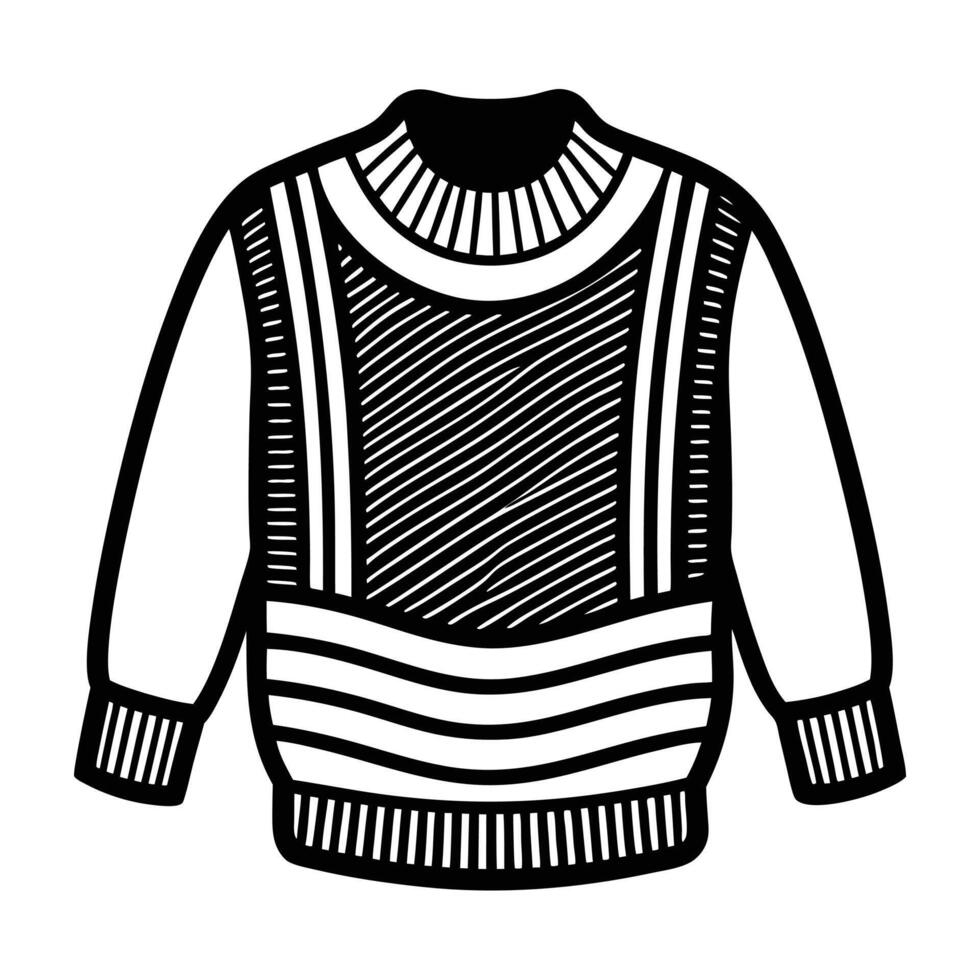 autumn and fall theme, line illustration of sweater vector