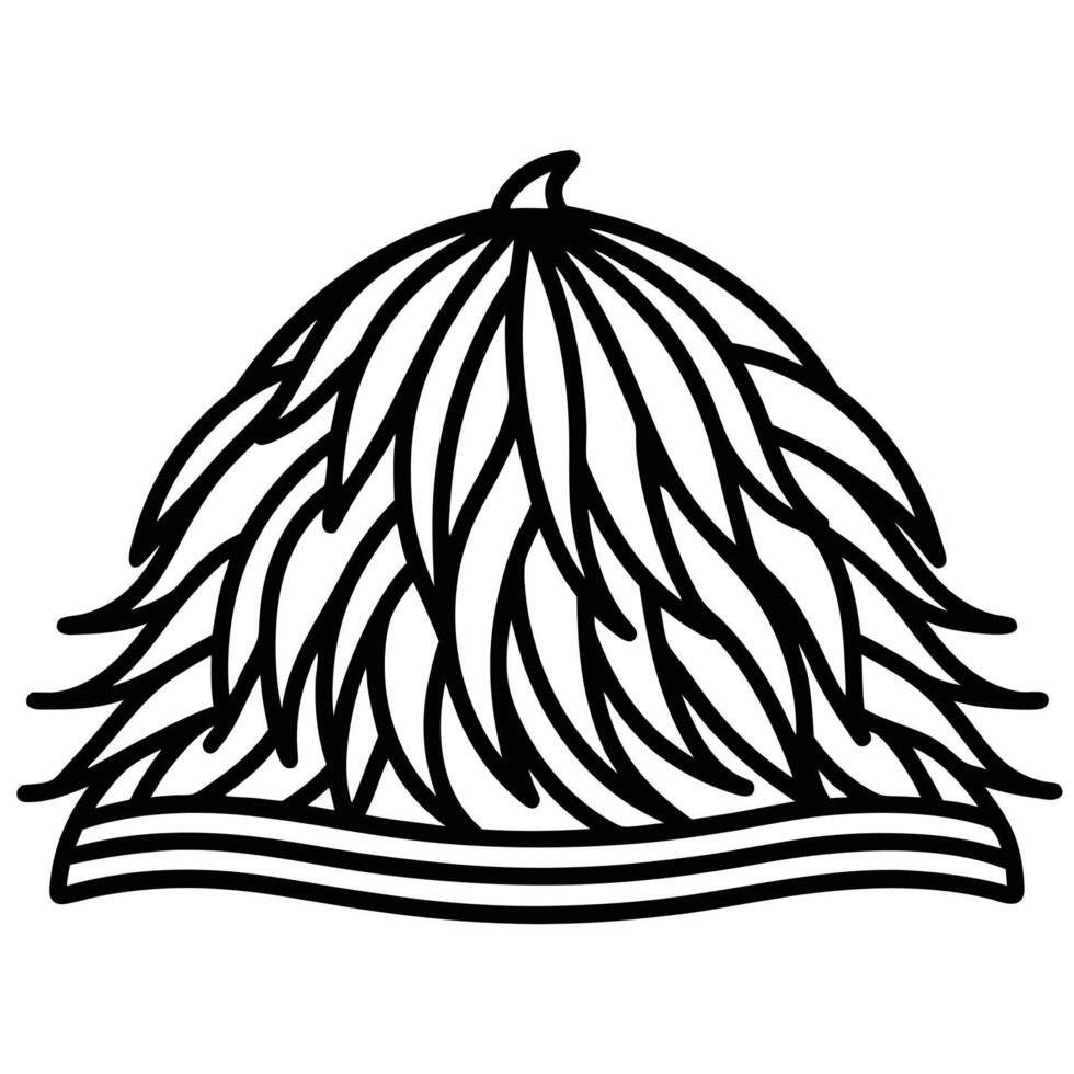 autumn and fall theme, line illustration of haystack vector