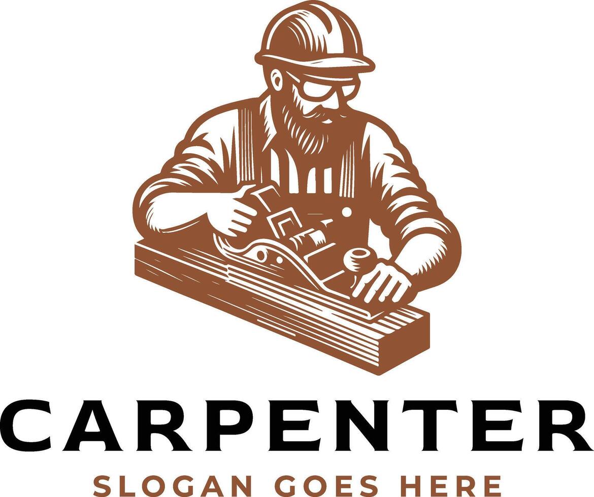 vintage hand-drawn logo illustration of carpenter vector