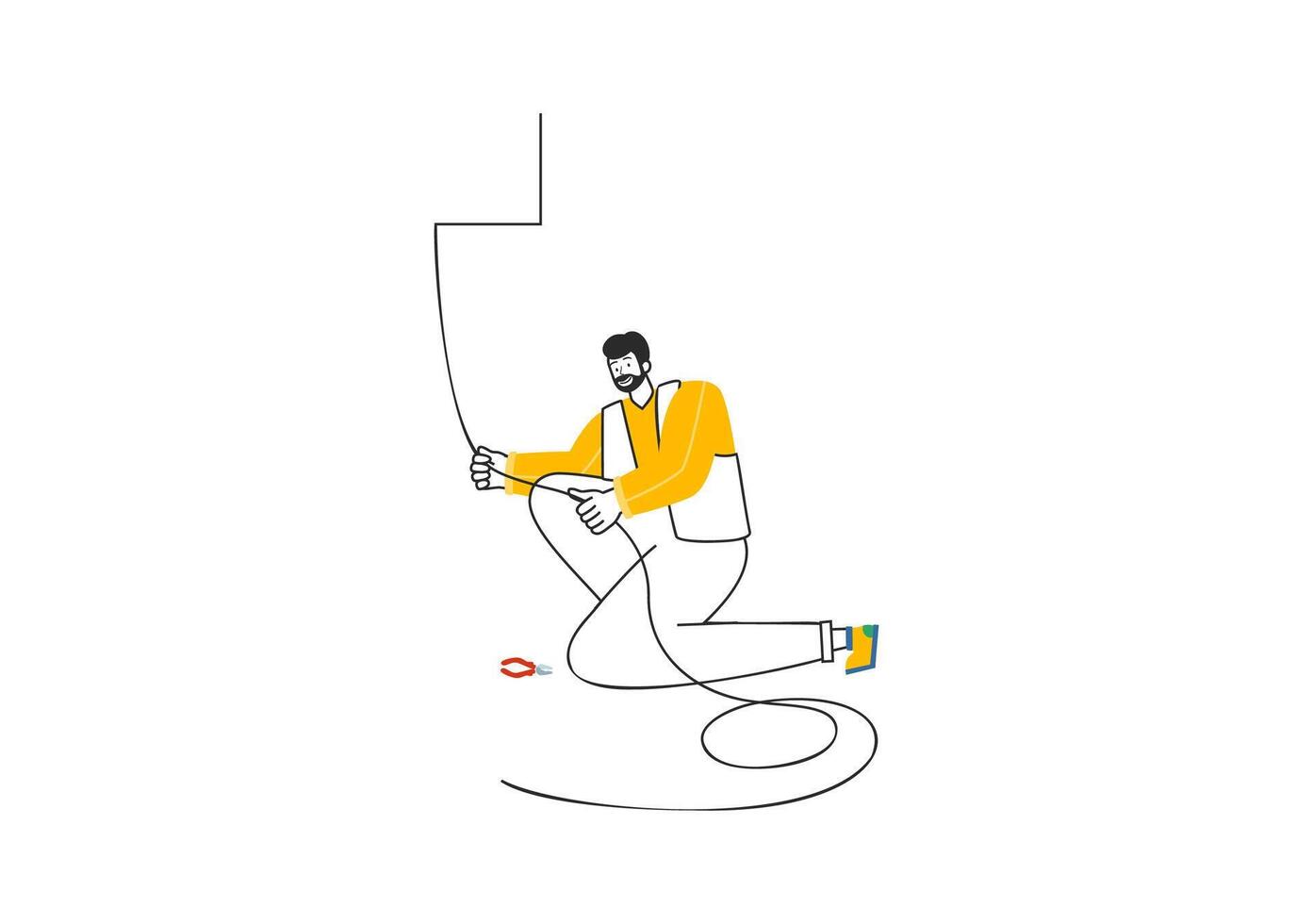 Lighting and Electricity Illustration featuring a Light Bulb, Lamp, and Energy Maintenance Service Panel Cabinet for Technician Electrical Work vector