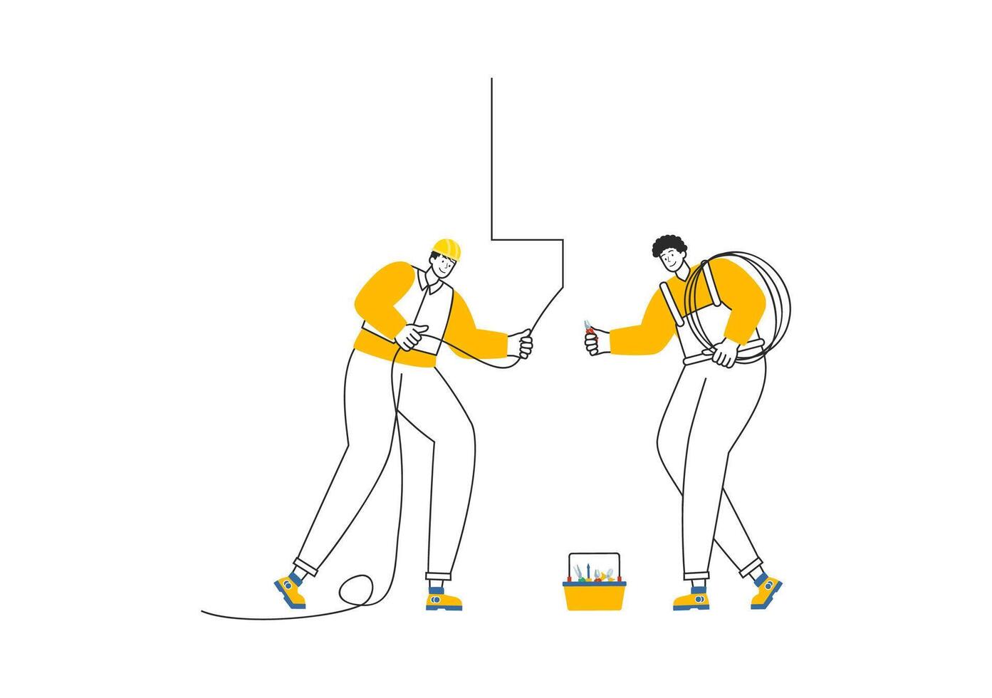 Lighting and Electricity Illustration featuring a Light Bulb, Lamp, and Energy Maintenance Service Panel Cabinet for Technician Electrical Work vector