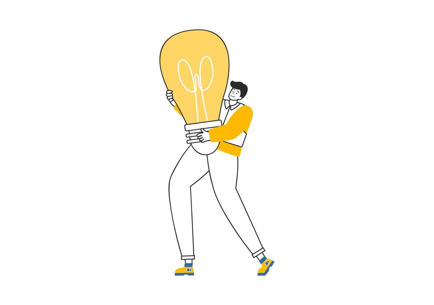 Lighting and Electricity Illustration featuring a Light Bulb, Lamp, and Energy Maintenance Service Panel Cabinet for Technician Electrical Work vector