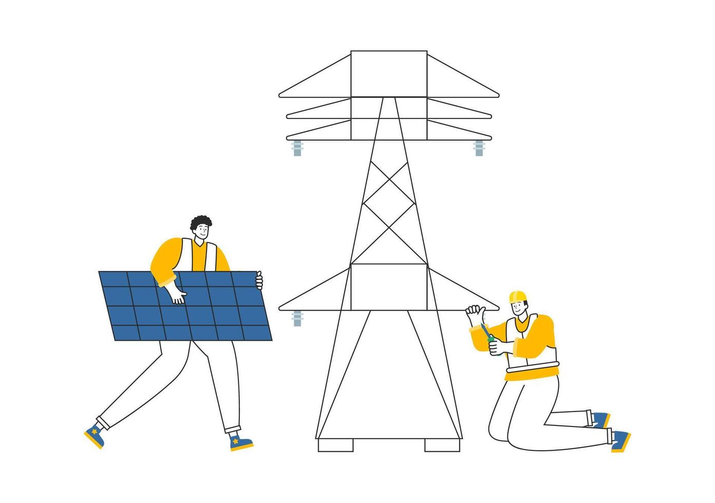 Lighting and Electricity Illustration featuring a Light Bulb, Lamp, and Energy Maintenance Service Panel Cabinet for Technician Electrical Work vector