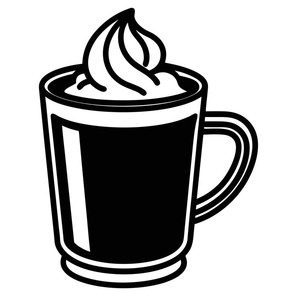 autumn and fall theme, line illustration of hot chocolate vector