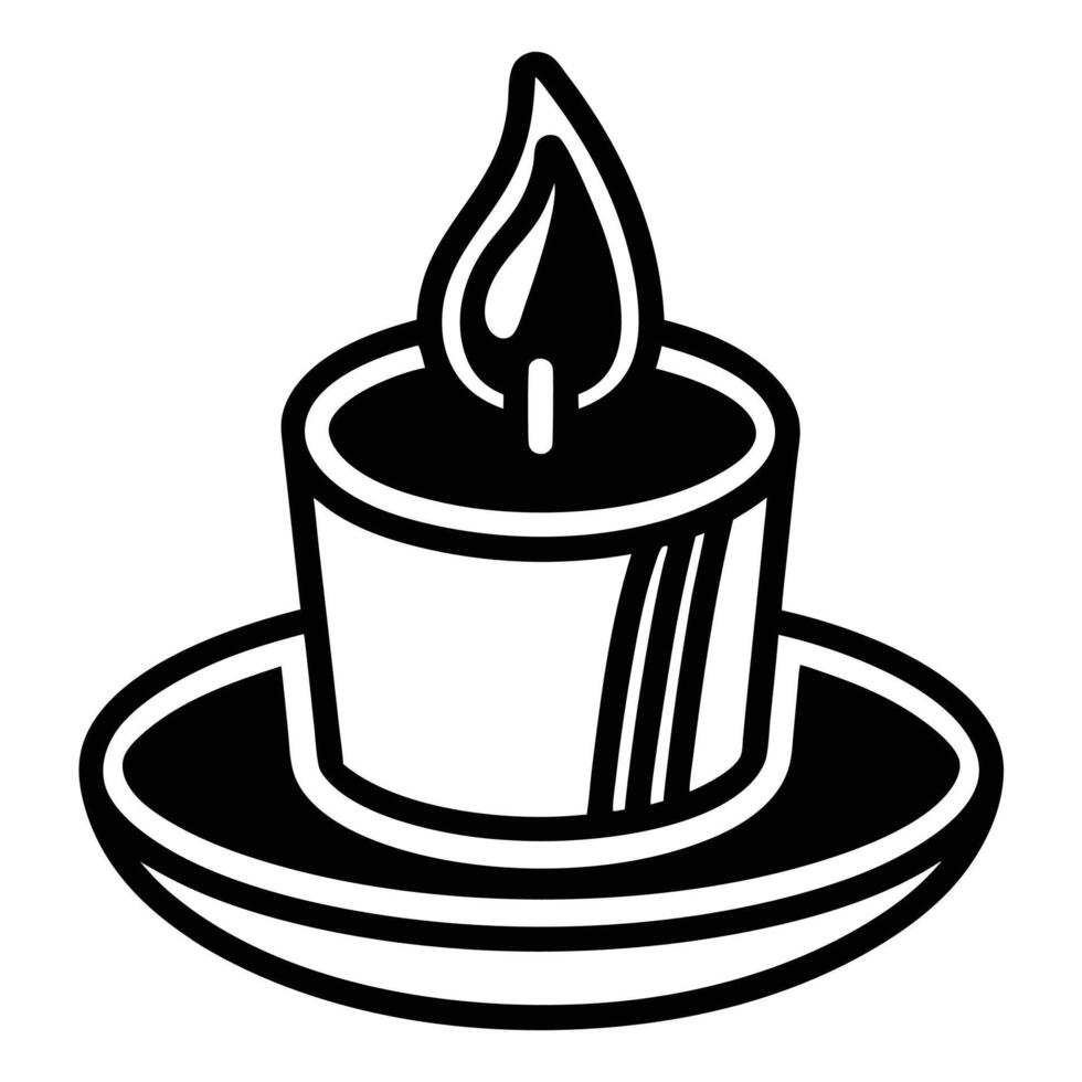 autumn and fall theme, line illustration of candle vector