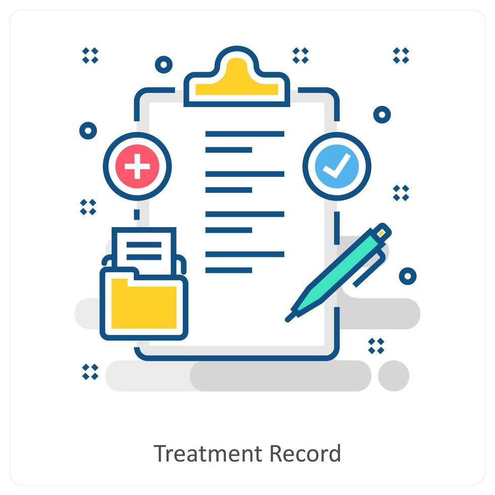 Treatment Record and Medical Record icon concept vector