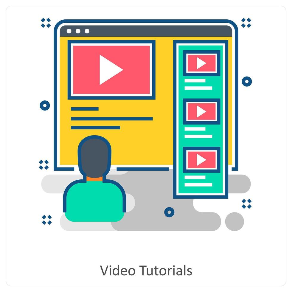 Media Tutorials and online icon concept vector
