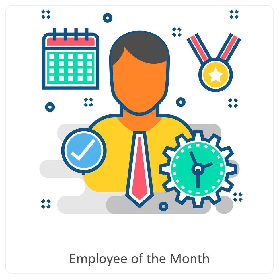 Employee of the Month and time icon concept vector