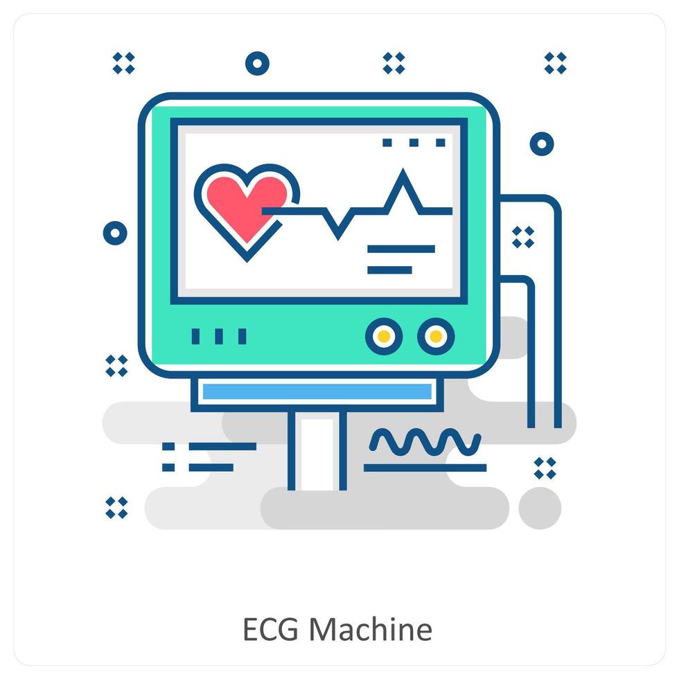 ECG Machine and ECG icon concept vector