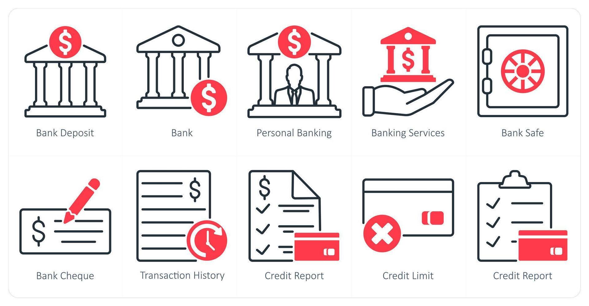 A set of 10 banking icons as bank deposit, bank, personal banking, banking services vector