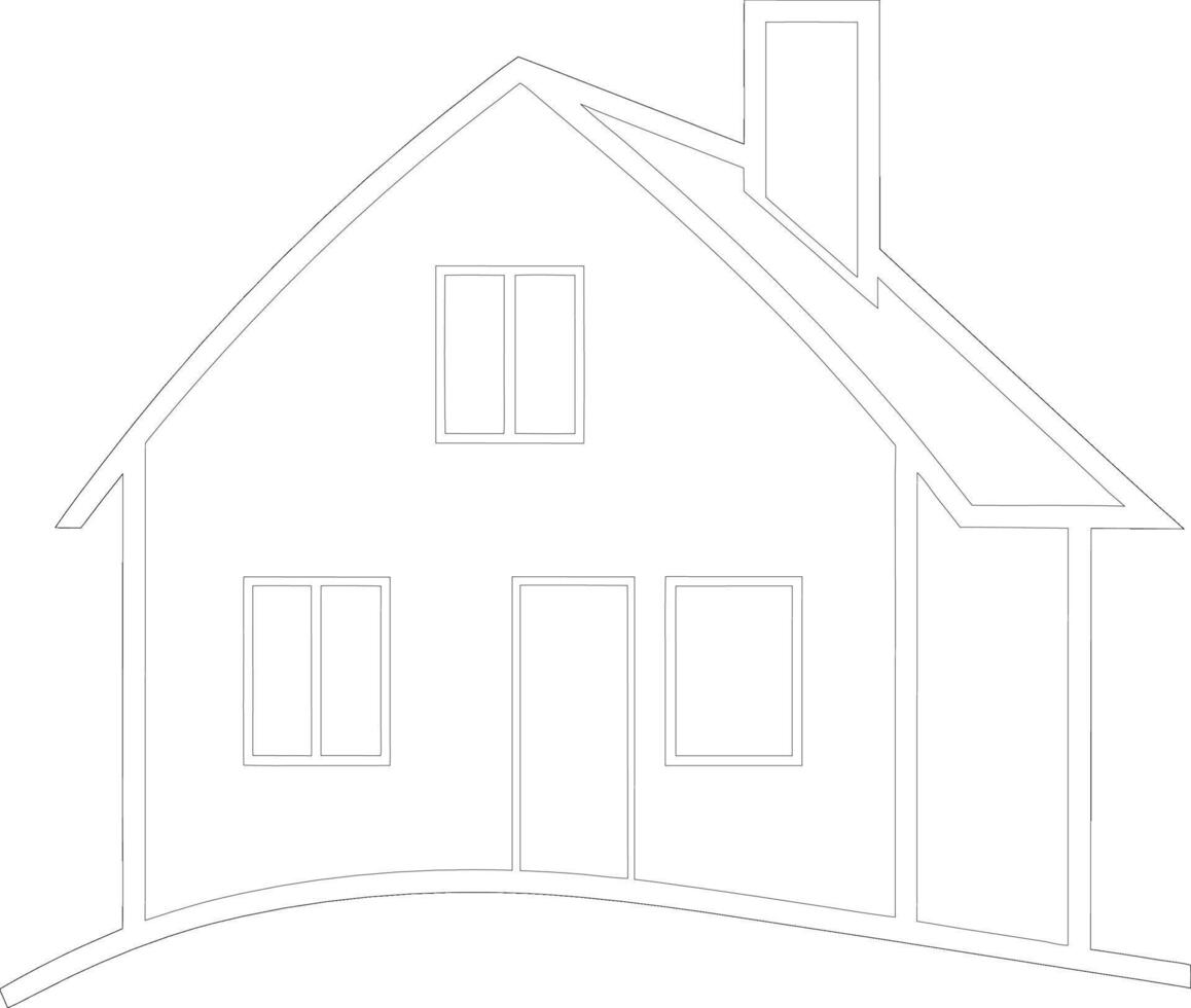 house coloring page for kids and adult vector