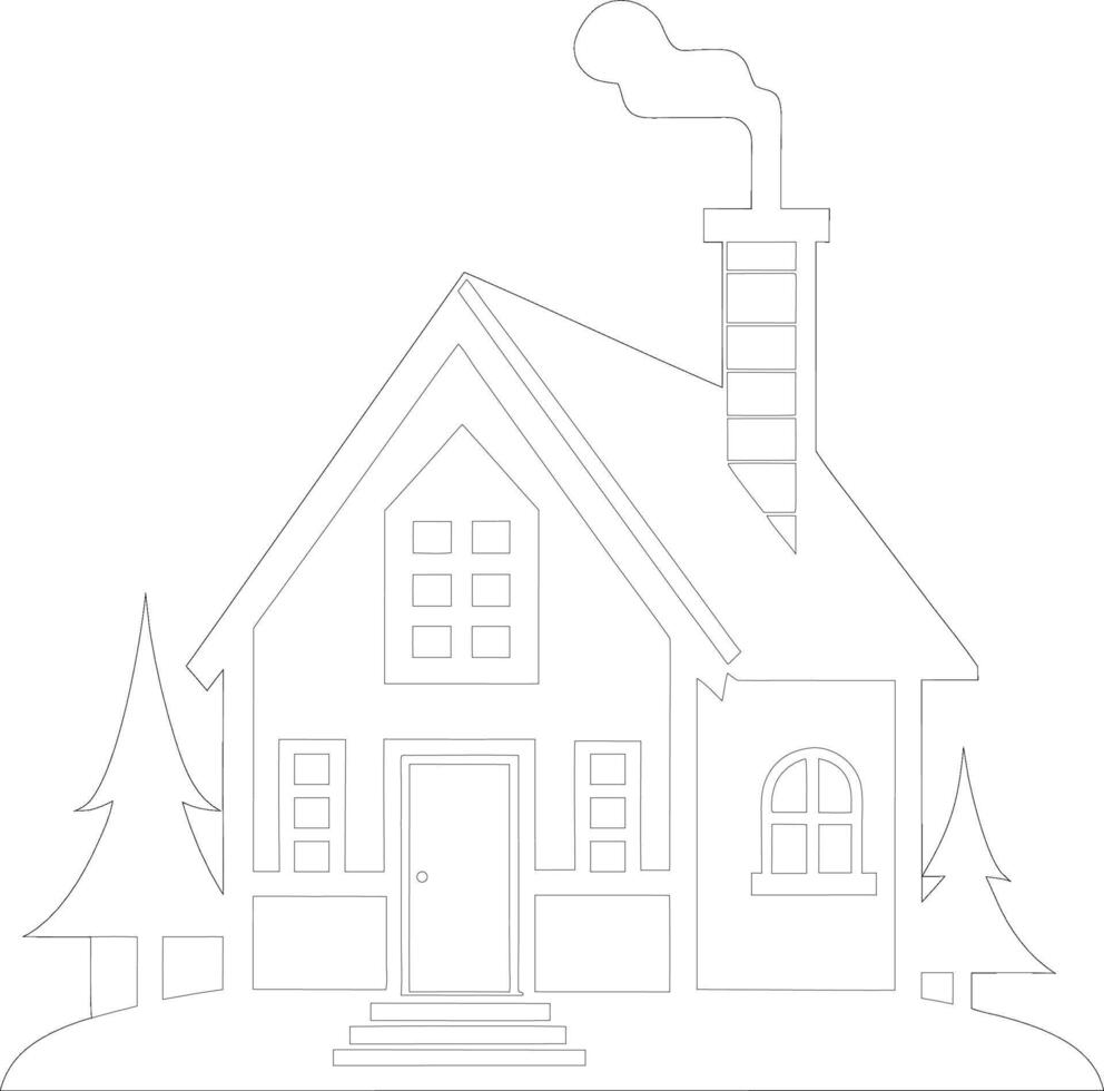 house coloring page for kids and adult vector