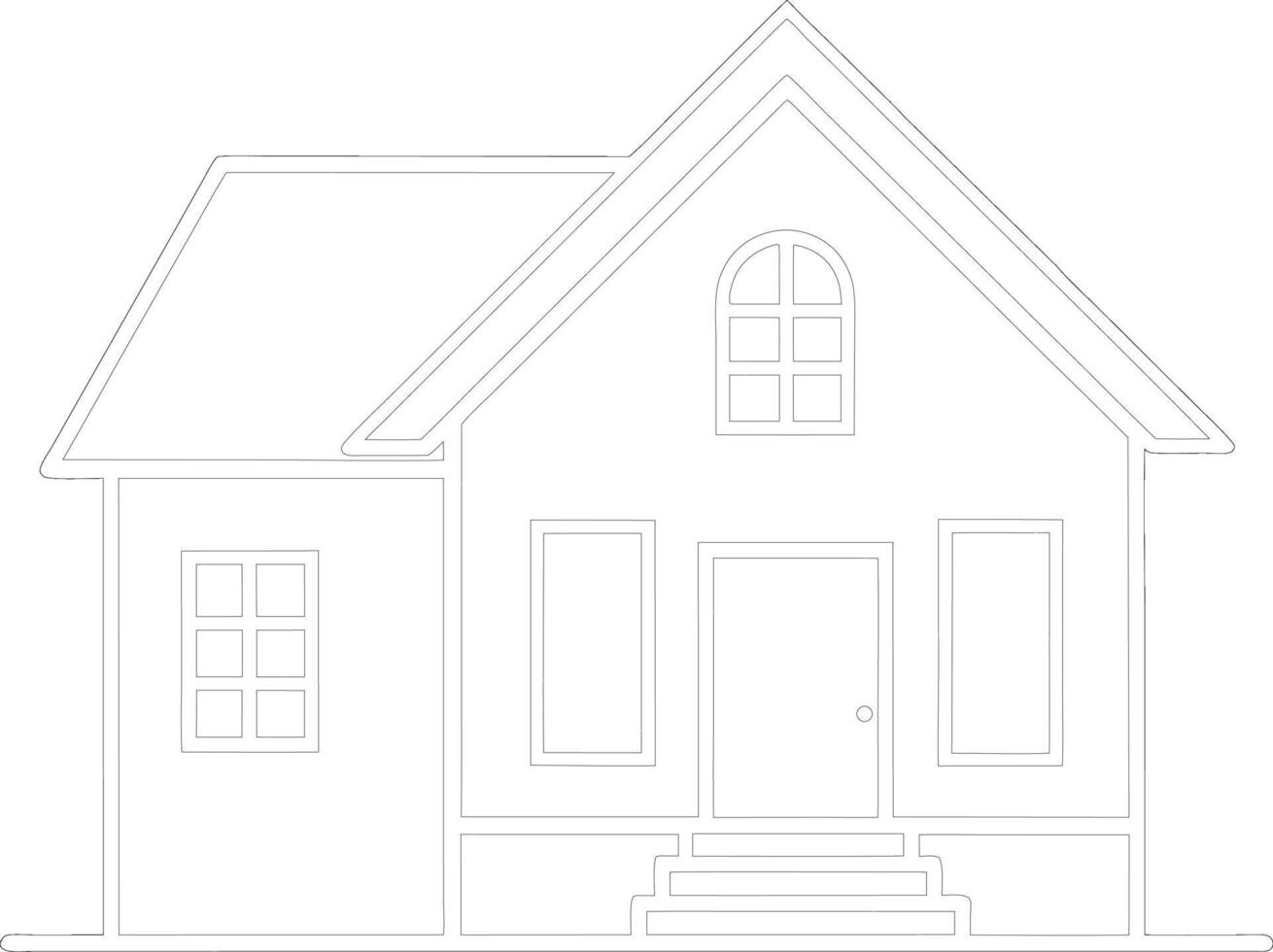 house coloring page for kids and adult vector