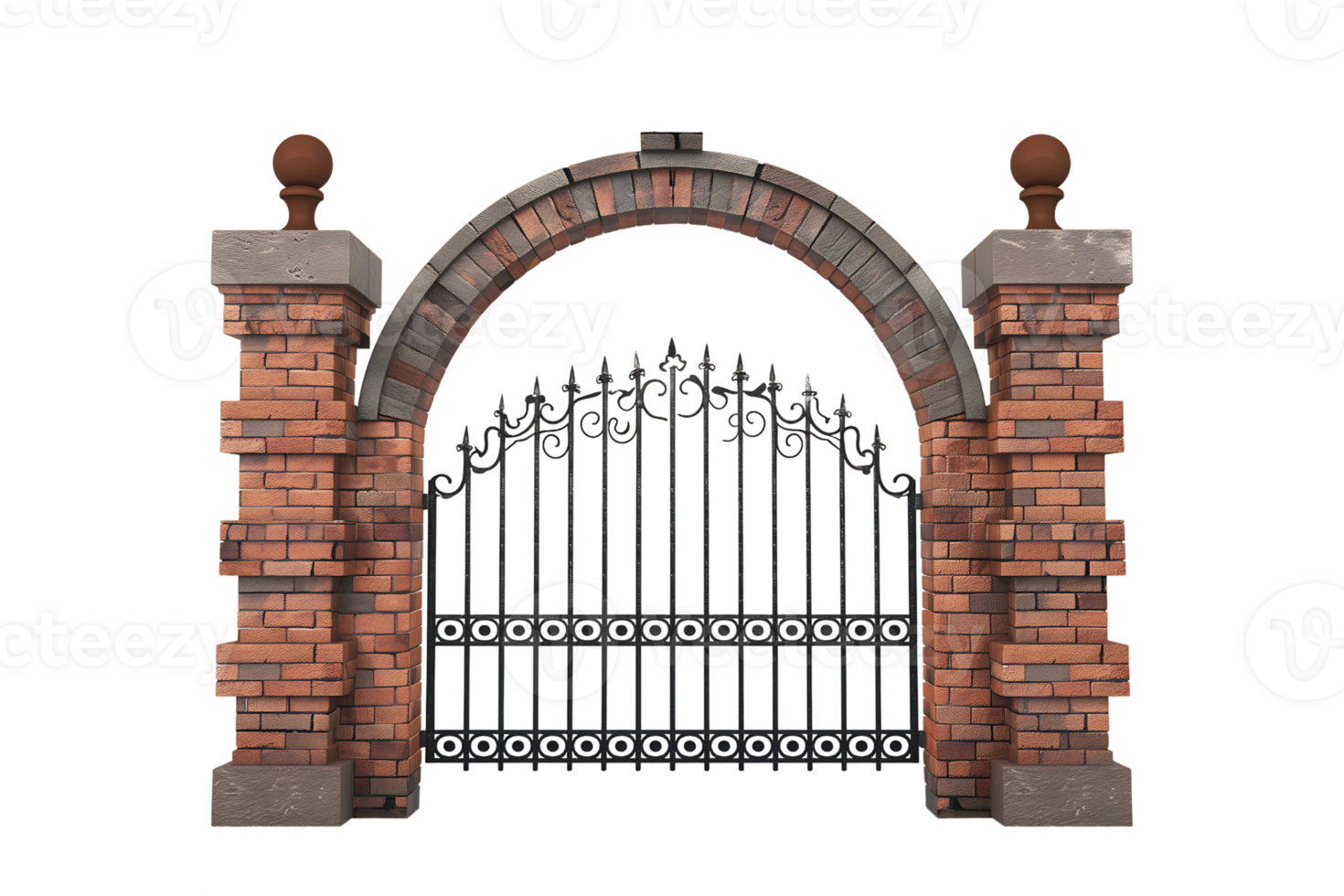 Gate made of brick arrangement isolated on transparent background png