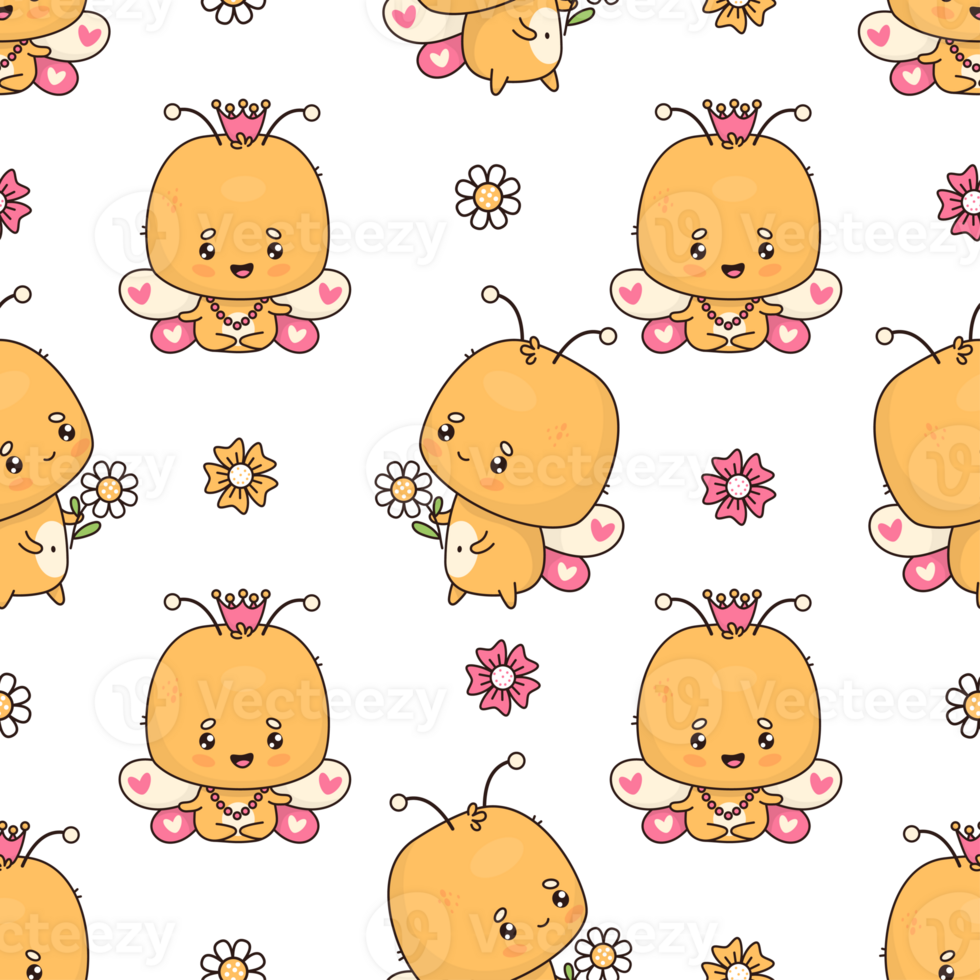 Seamless pattern with cute butterfly png