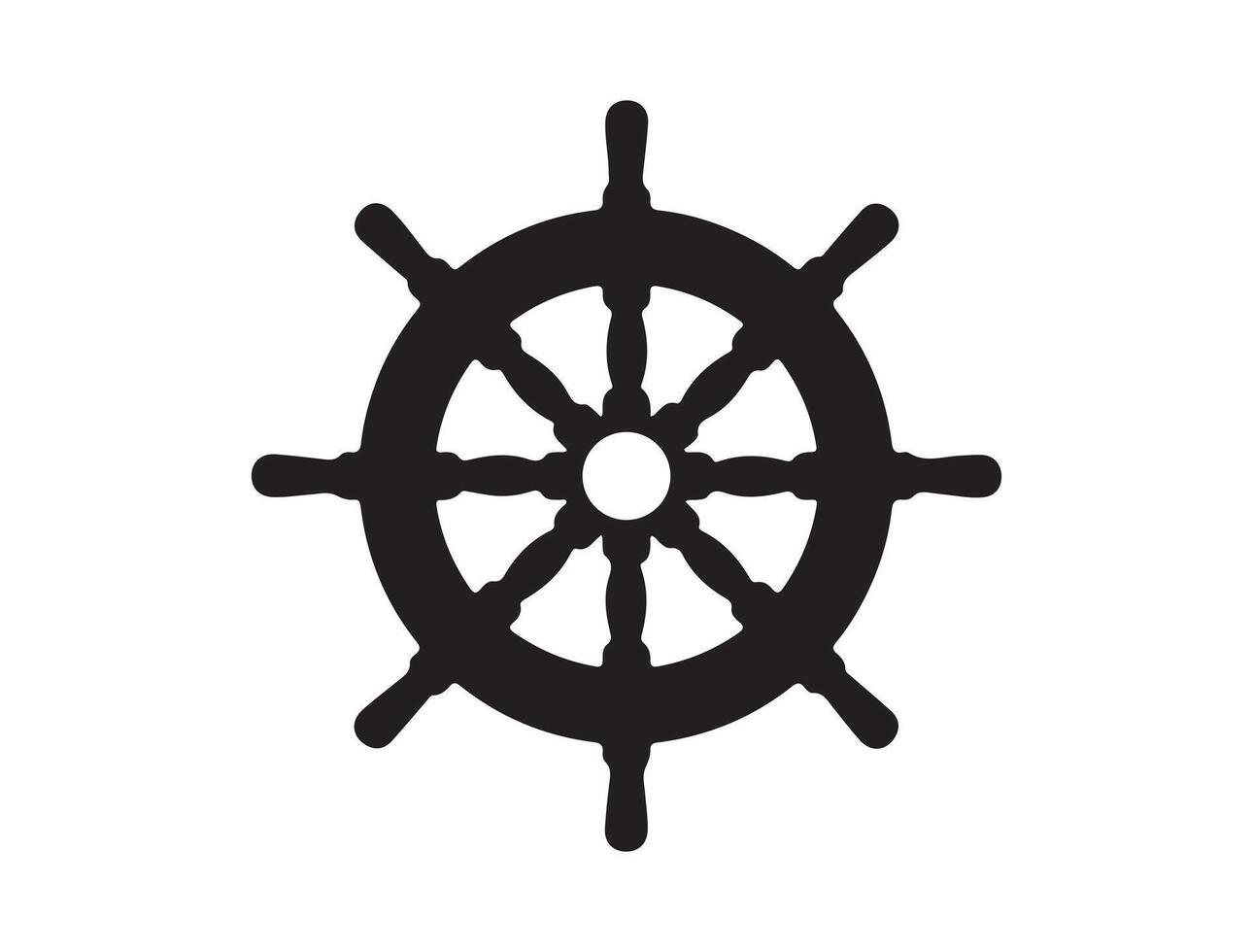 Ship wheel silhouette on white background vector