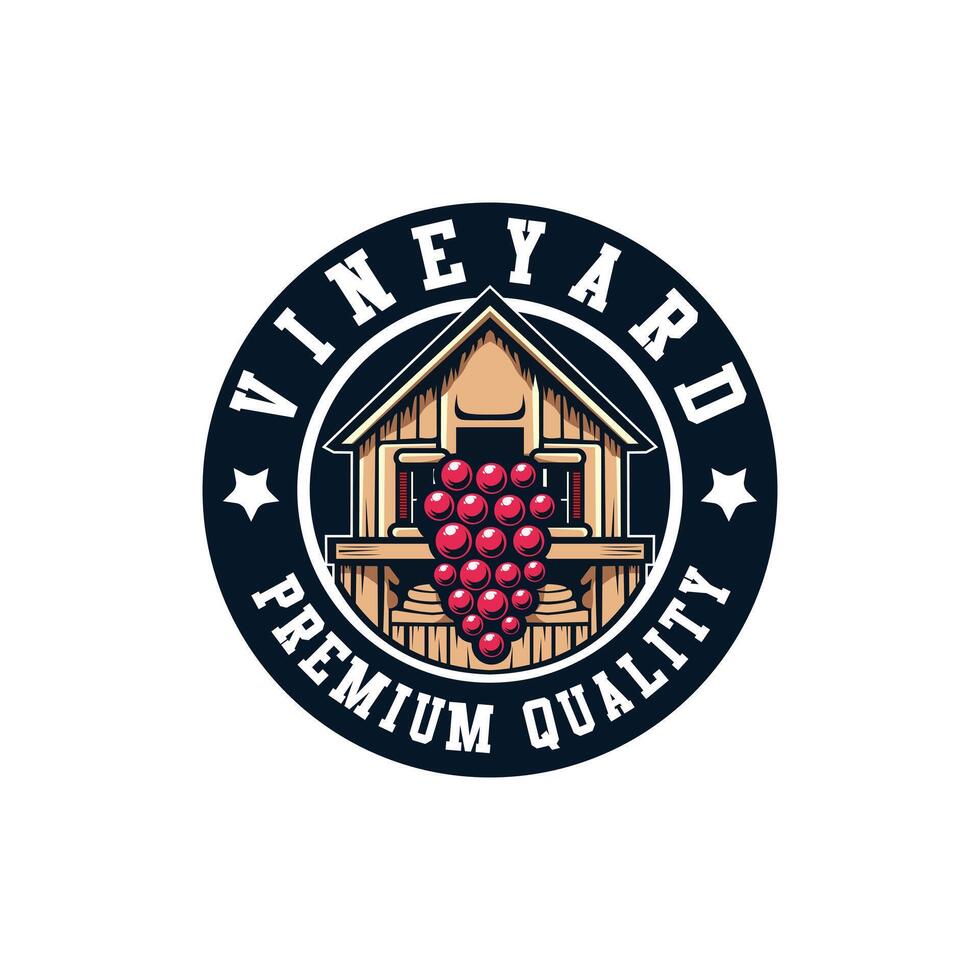 winery logo or icon, emblem. Label for menu design restaurant or cafe. Lettering illustration vector