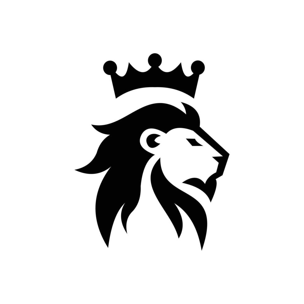 lion luxury logo icon template, elegant lion logo design illustration, lion head with crown logo, lion elegant symbol vector