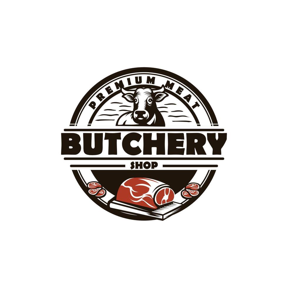Butcher shop retro labels, badges, emblems, logo. Steak House, Meat shop, butchery. Meat business logo templates. illustration vector
