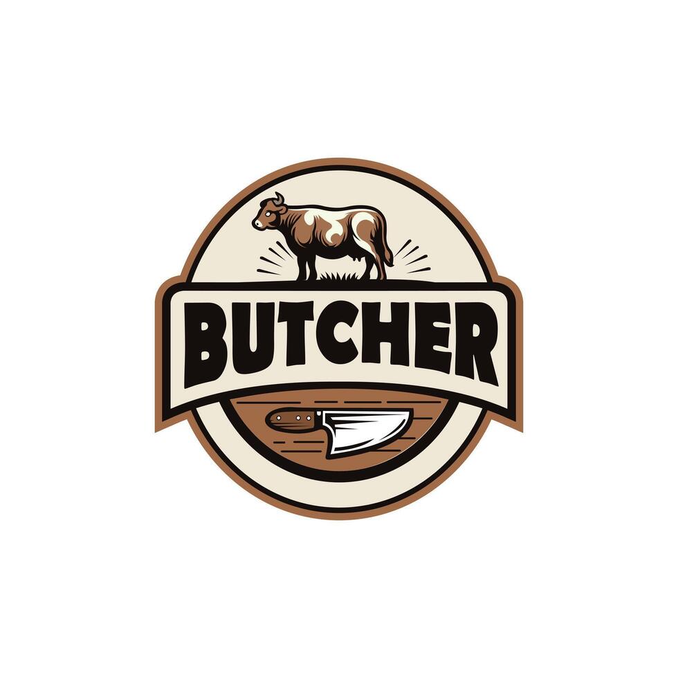 Butcher shop retro labels, badges, emblems, logo. Steak House, Meat shop, butchery. Meat business logo templates. illustration vector