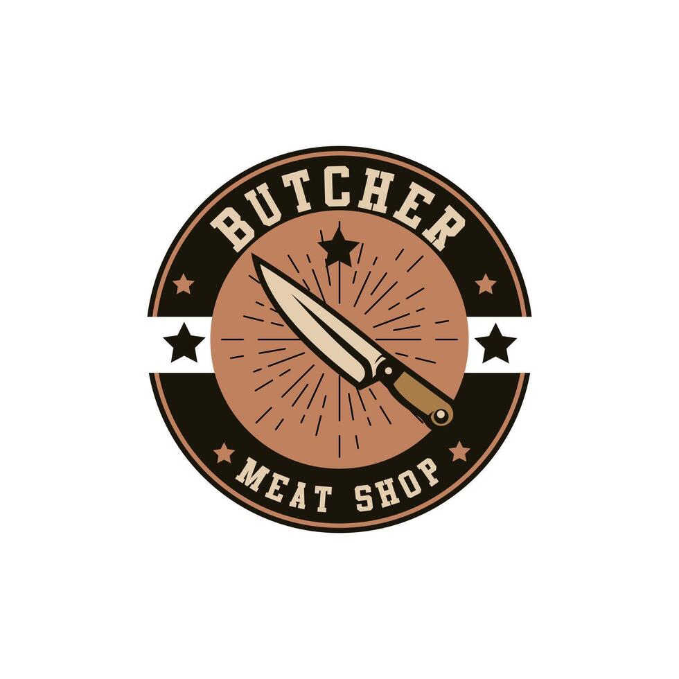 Butcher shop logo badge illustration vector