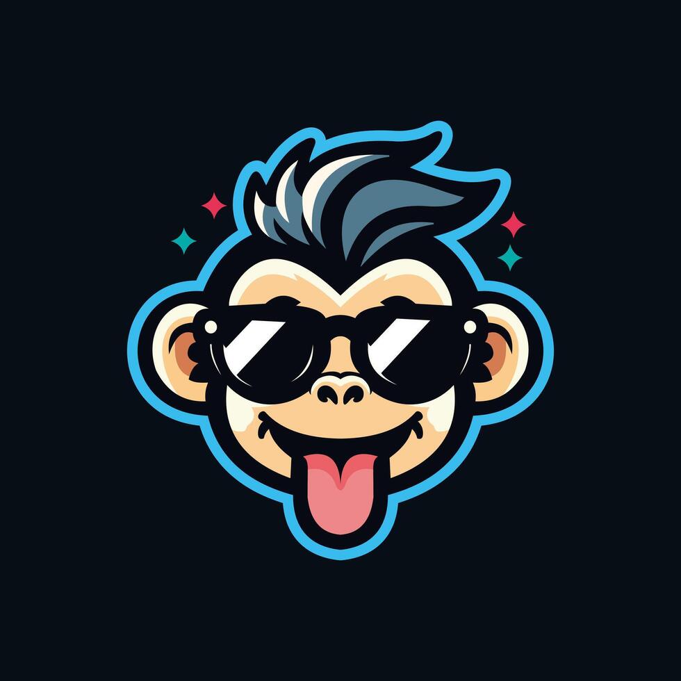 cool monkey wearing sunglasses illustration. vector