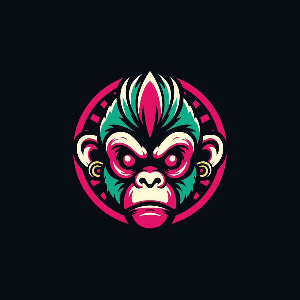 cool monkey wearing sunglasses illustration. vector