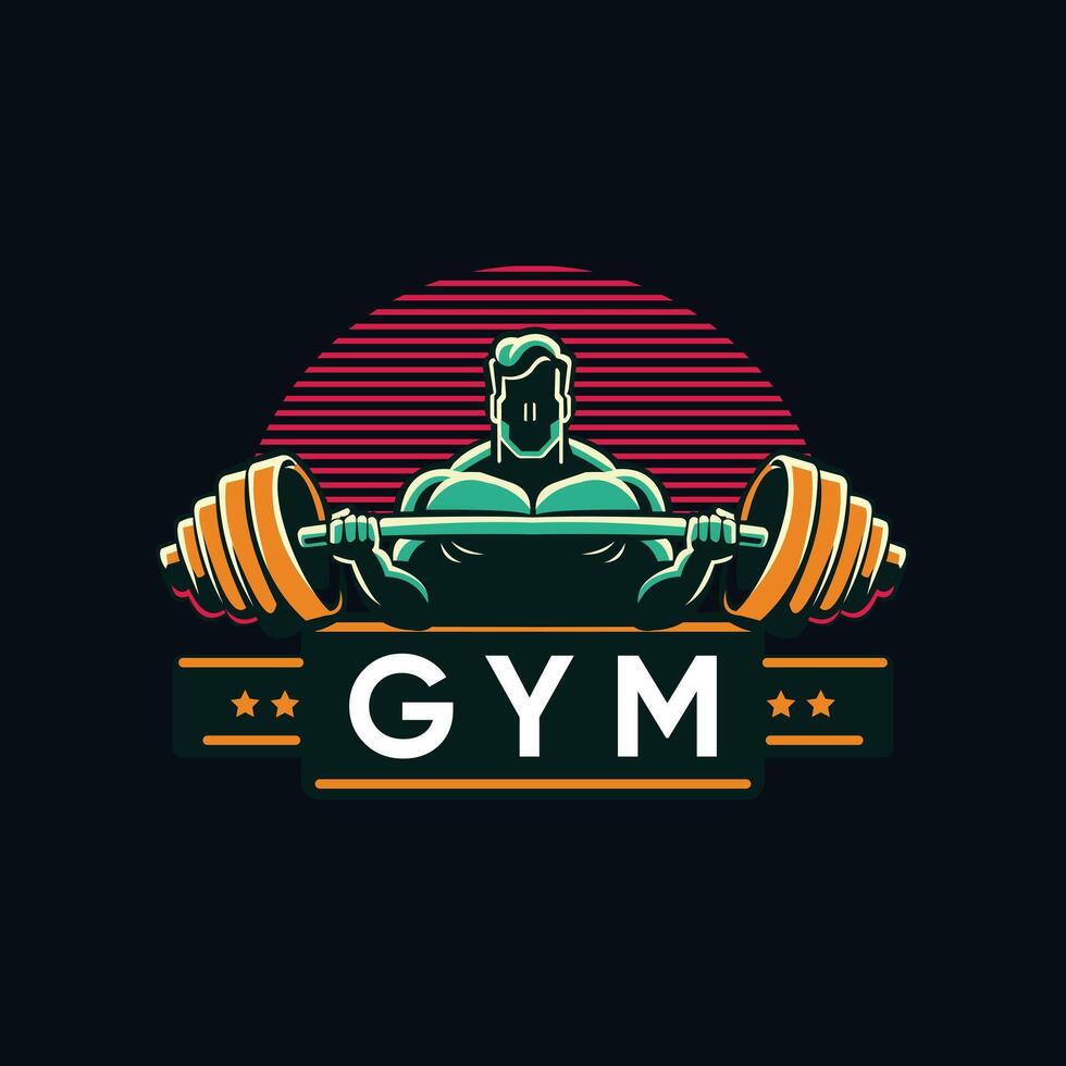 itness logo, Gym logo design template, with silhouettes of bodybuilders, illustration vector