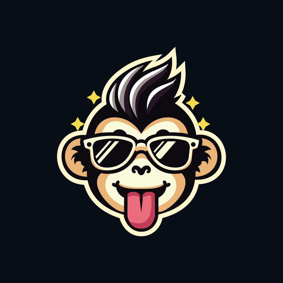 cool monkey wearing sunglasses illustration. vector