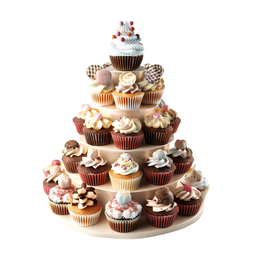 Tower of Delectable Cupcakes A Festive Dessert Display png