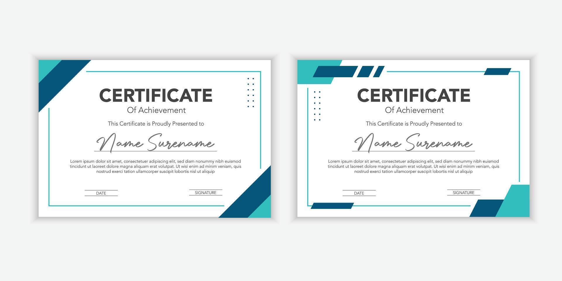 Flat design modern certificate template for corporate or awards. For creative award, business, and education needs vector