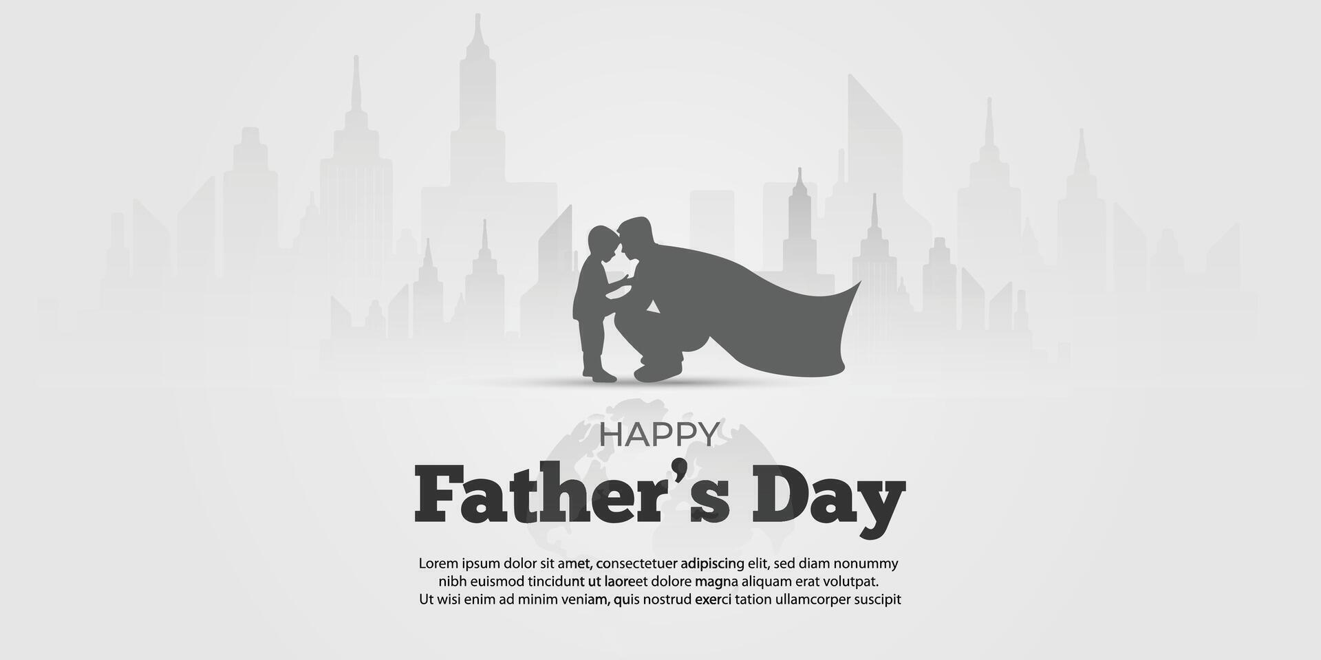 Fathers Day card with cute illustration of dad with son and talking together, modern typography, holiday wishes. Father's Day templates vector