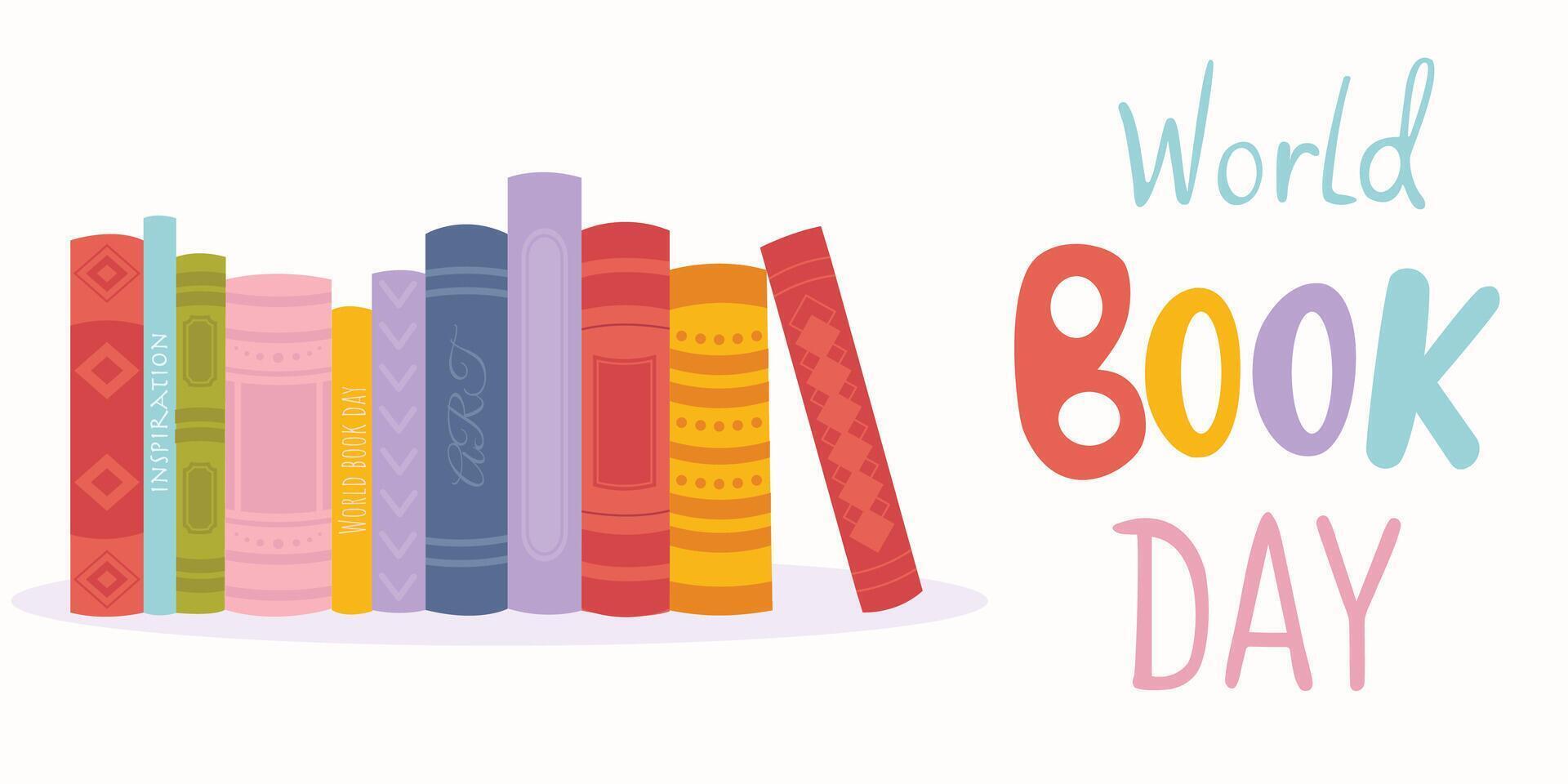 World Book Day. illustration with books on a white background. vector