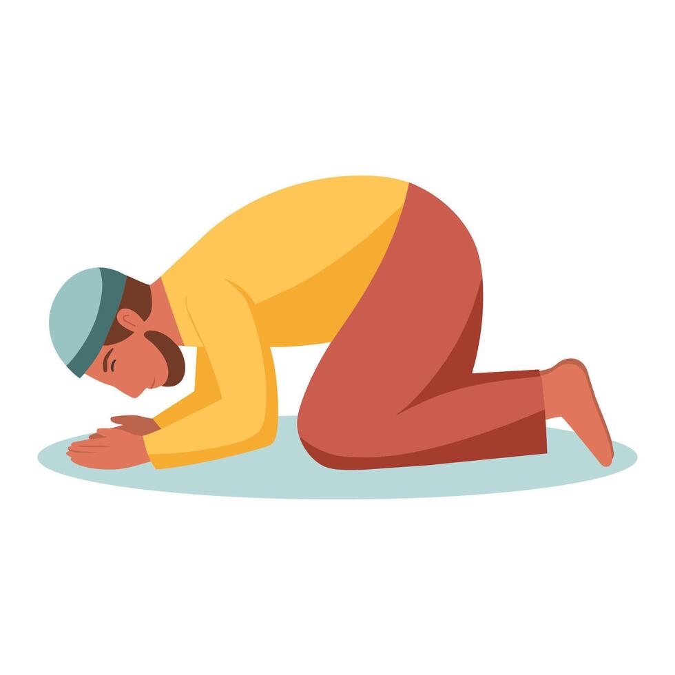 illustration of muslim man praying vector