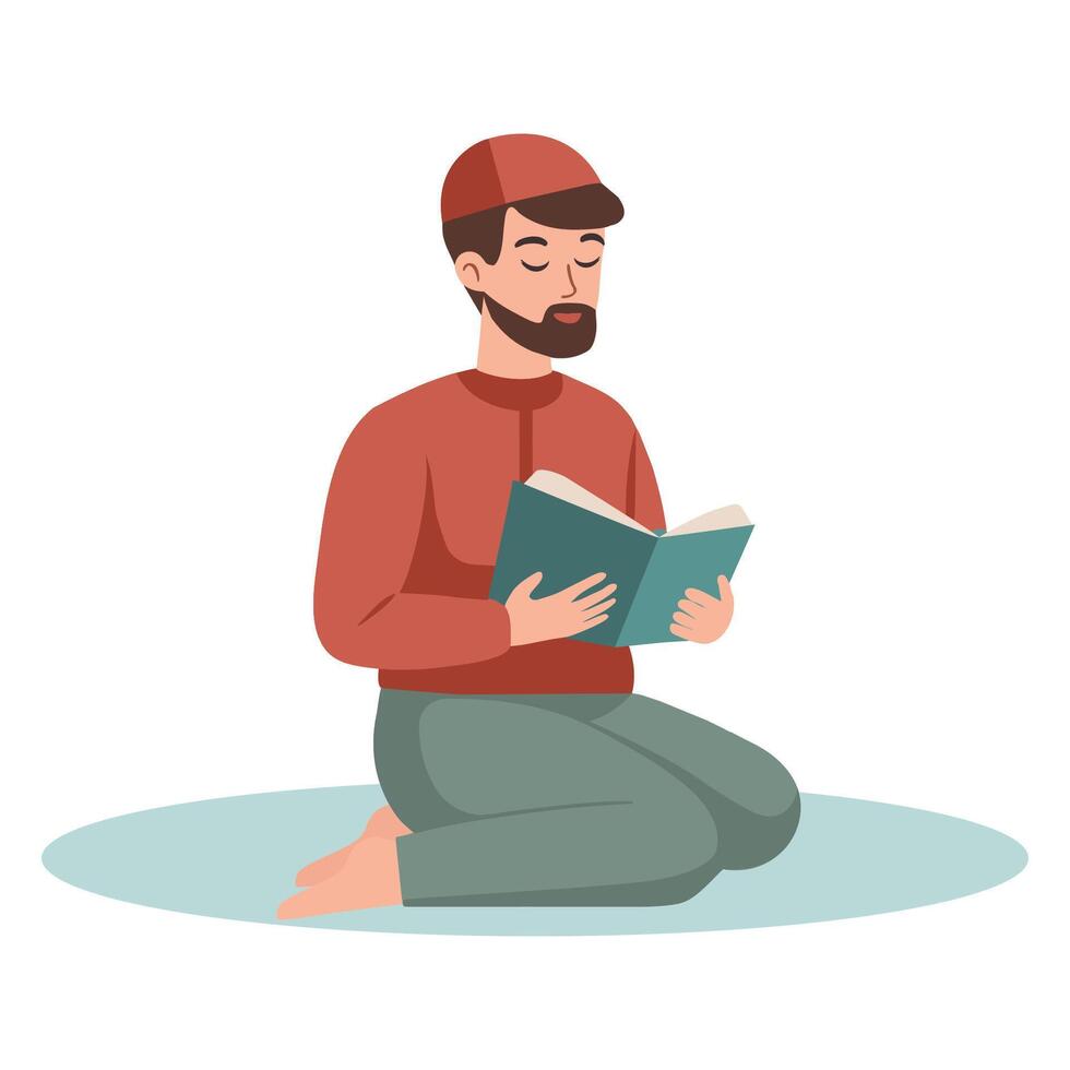 illustration of muslim man praying vector