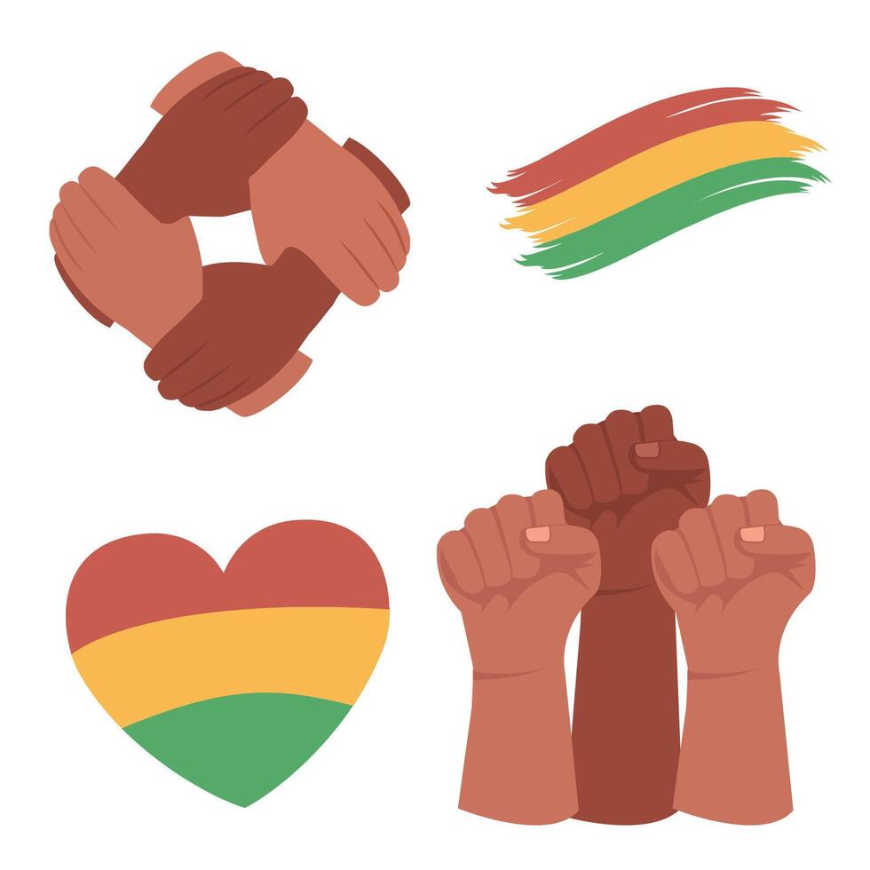 Juneteenth Day, celebration freedom,hands together with chain. vector