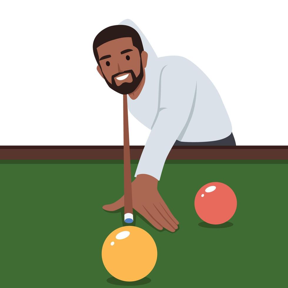 Close up shot of a man playing billiard. vector