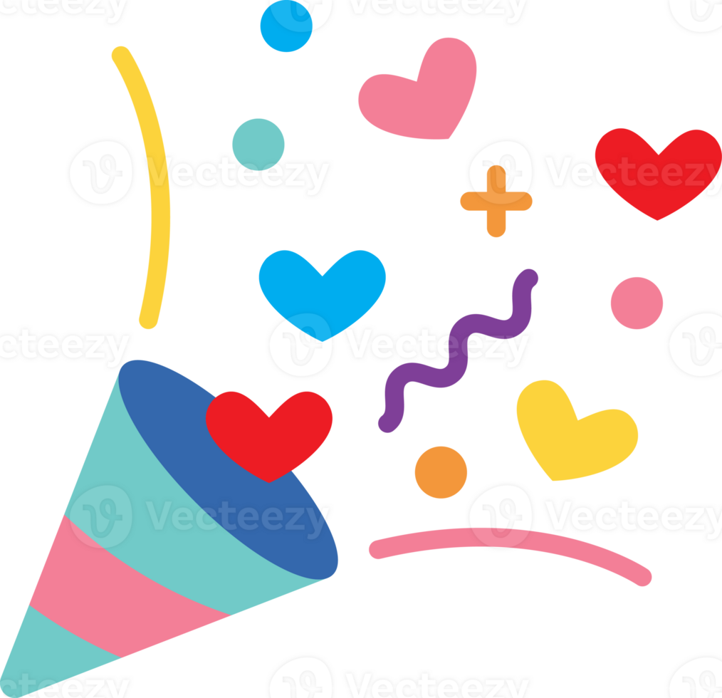 love confetti flat color icon png