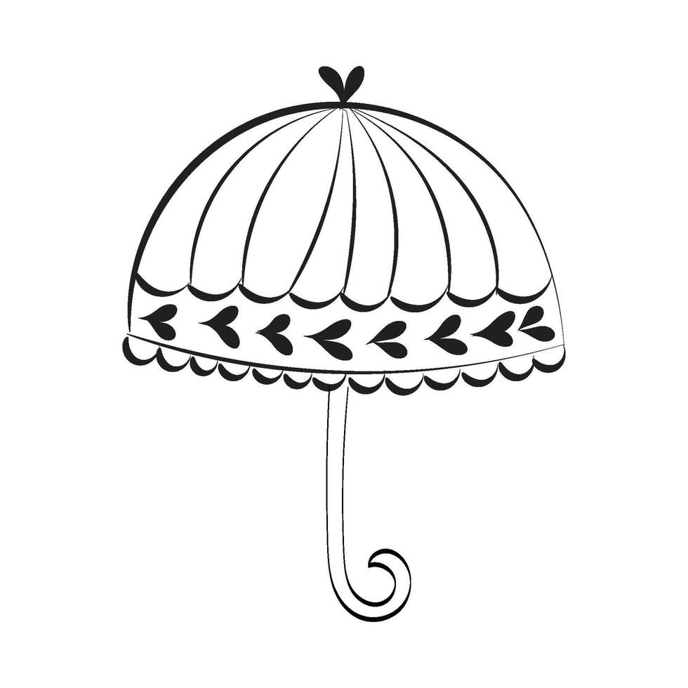 Line art of cute umbrella isolated vector