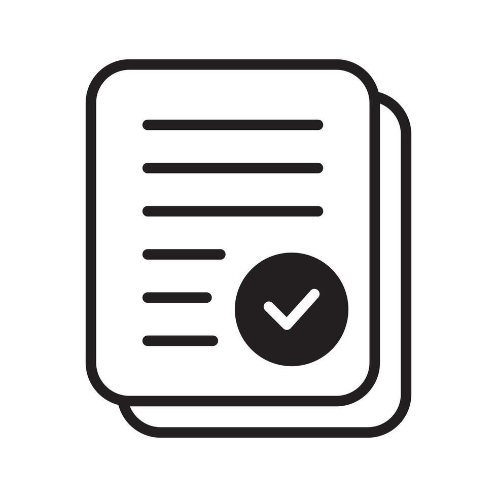 Document with Check mark icon. Compliance document icon. Approved process. Checkmark business concept. vector