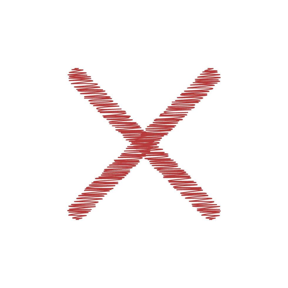 Cross, stop, cancel line drawing vector