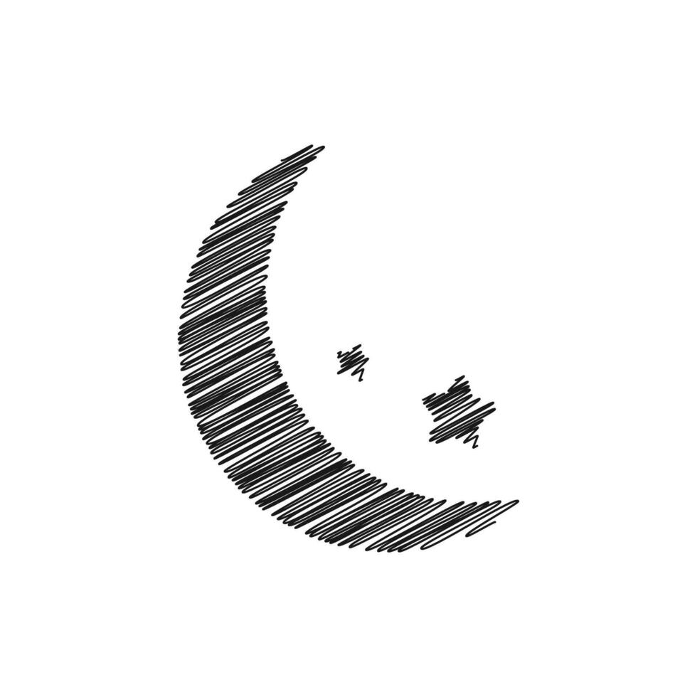 Moon and star hand drawing design vector