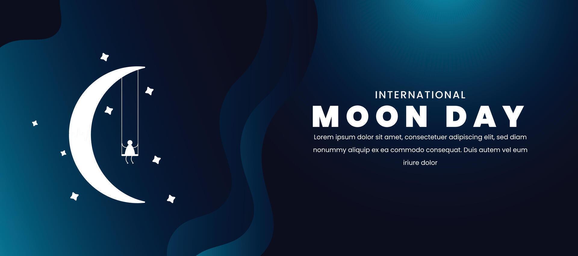 International Moon day. 20th July Moon day celebration banner illustration vector