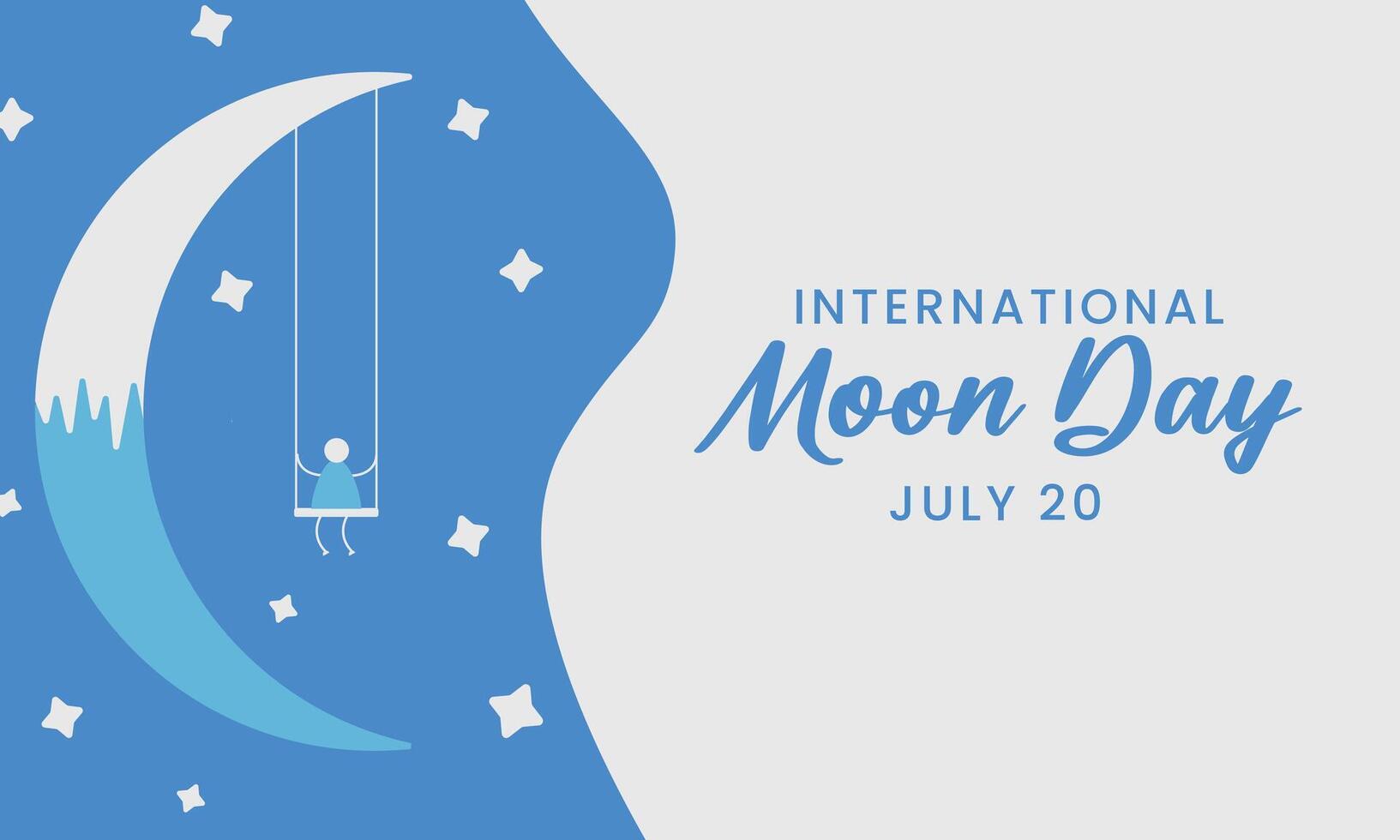 International moon day, 20th july banner illustration vector