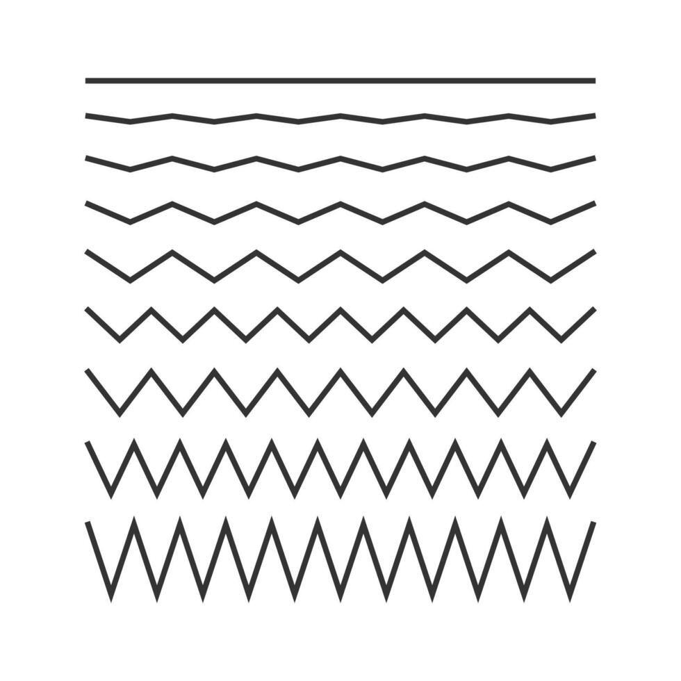 Collection of zigzag lines set isolated illustration. vector