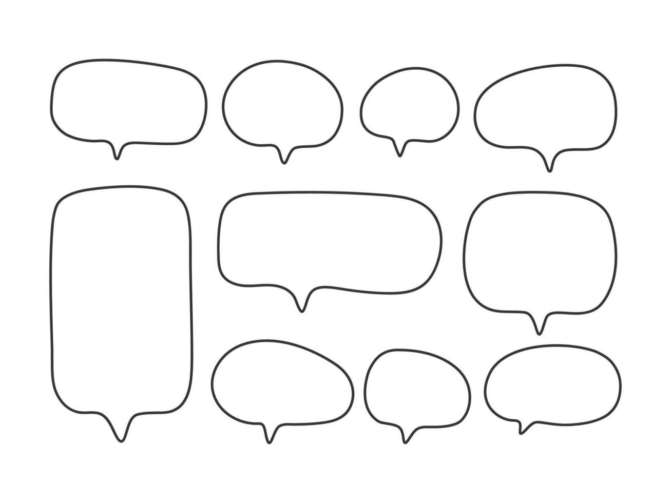 Simple outline speech bubble set icon isolated illustration. vector